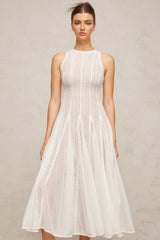 Hélène white pointelle puff midi dress