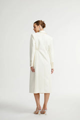 Illyria white single-breasted long coat