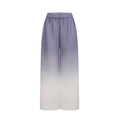 Agathe purple gradient wrinkled blouse & trousers matching set
