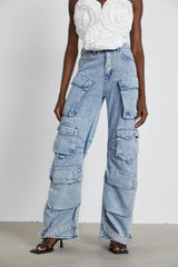 Agathe high-waisted palazzo cargo trousers