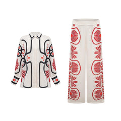 Amaranta graphic-print shirt & trousers matching set