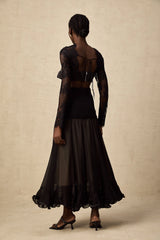 Maïwenn floral-lace panelled maxi dress