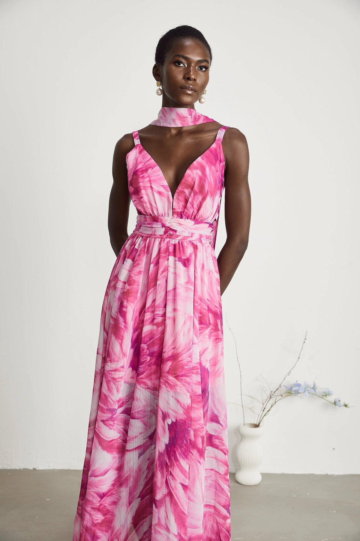 Florence V-neck floral maxi dress