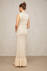 Chloé studded crochet-knit maxi dress in Neutrals