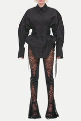 Braycha Ruch Drawstring Shirt - Black