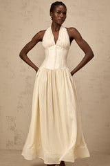 Charlotte halterneck tulle midi dress