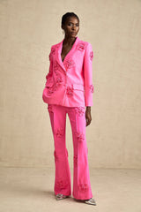 Amélie-Rose pink floral jacket & trousers matching set