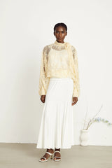 Anaïs pussy-bow embroidered tulle blouse
