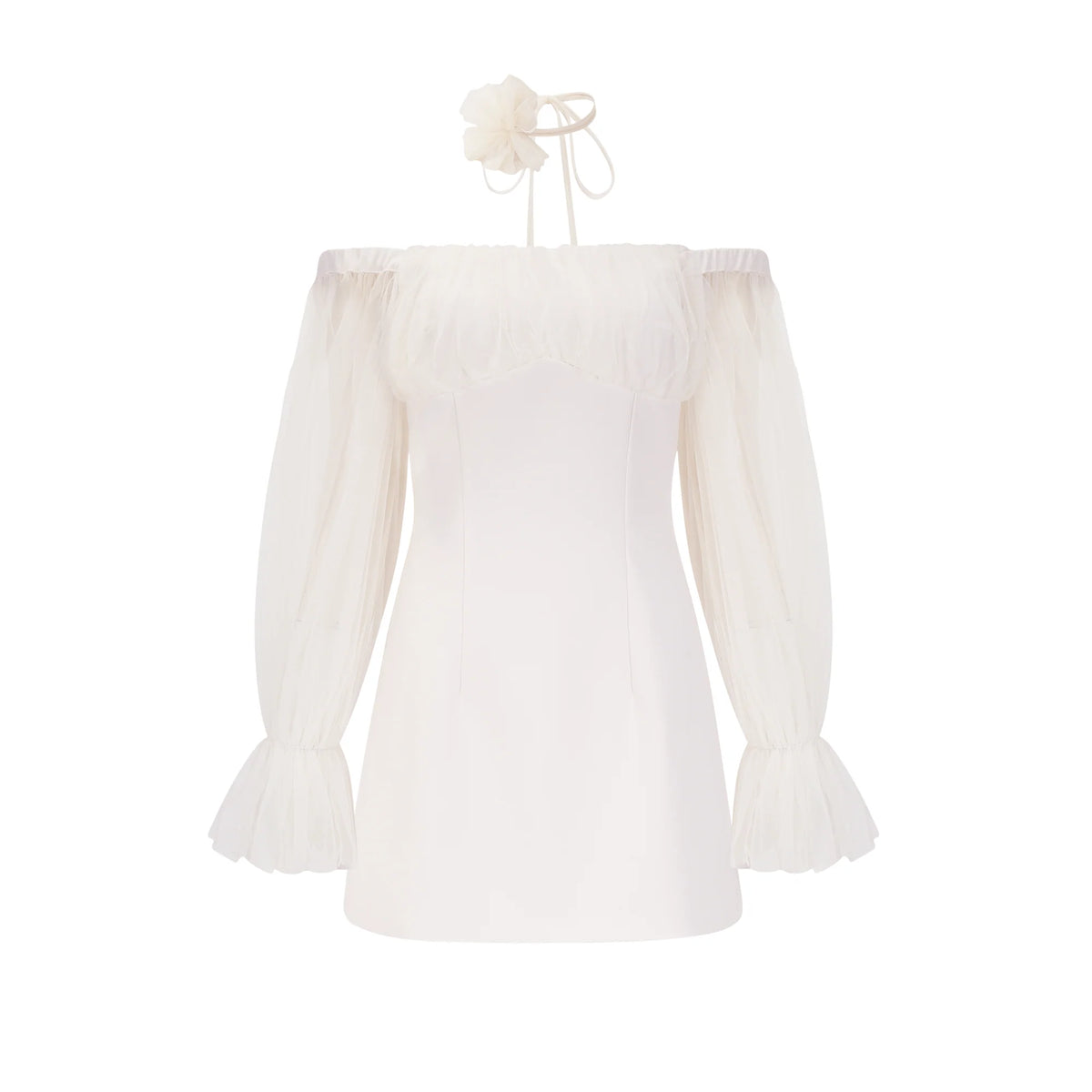 Genoveffa white flower strap mini dress