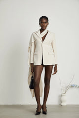 Coralie shawl-detailed jacket in Neutrals