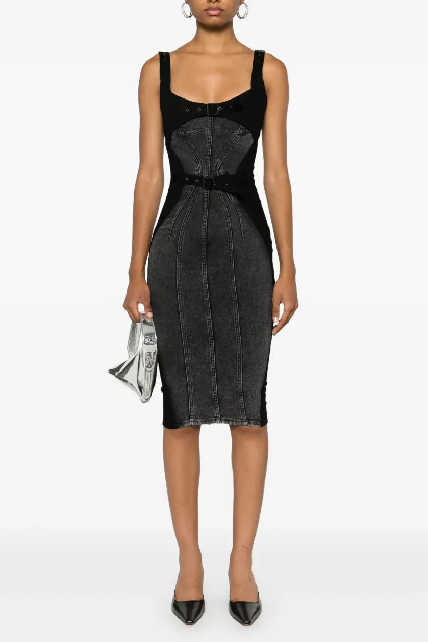 Freitas Belted Denim Midi Dress