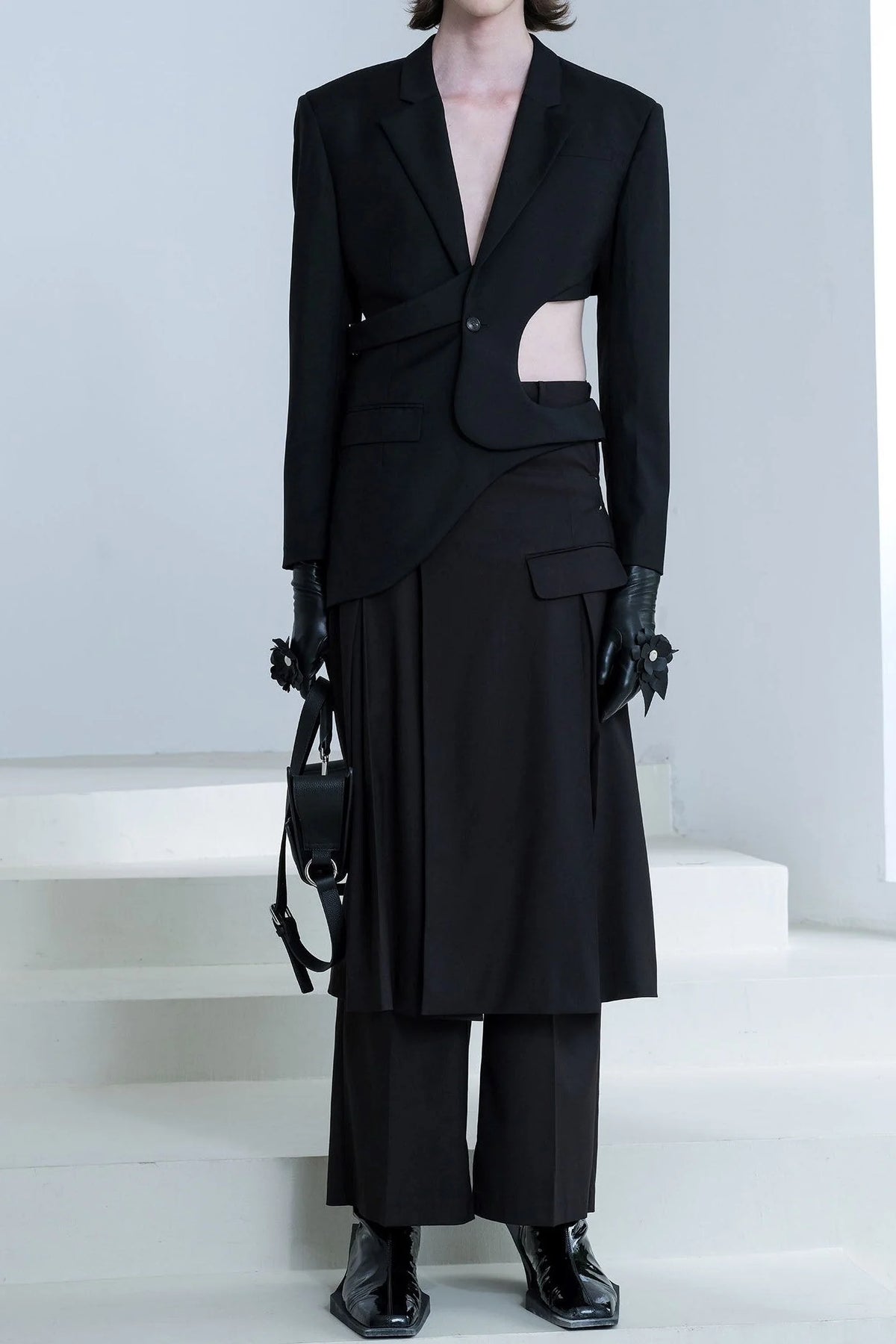 Georgia Asymmetric Cutout Blazer - Black
