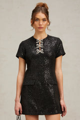 Herben black glitter mini dress