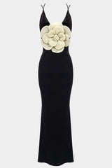 Aurora Floral Velvet Backless Maxi Dress