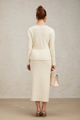 Manon white knitted top & skirt matching set