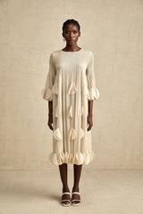 Alizée 3d-petal pleated midi dress