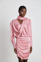 Aélis draped ruched satin mini dress