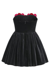 Marley Floral Strapless Velvet Mini Dress