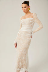 Karima lace mermaid-hem midi dress