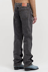 Emmalyn Patchwork Button Jeans - Grey