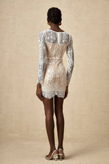 Blanche scallop-hem lace mini dress