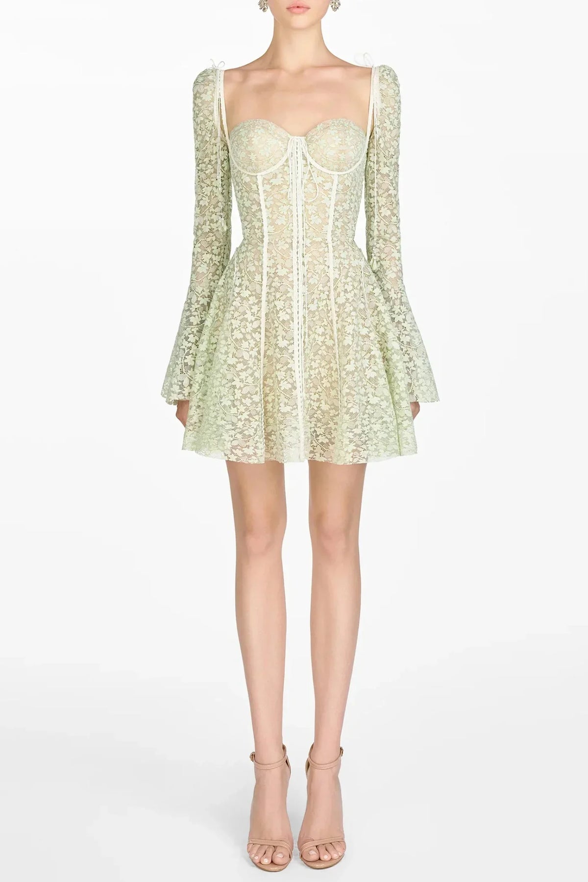 Emani Floral Lace Corset Mini Dress - Mint