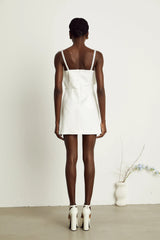 Anastasia white crystal-embellished mini dress