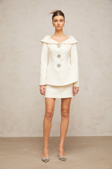 Eugénie white peplum jacket & skirt matching set