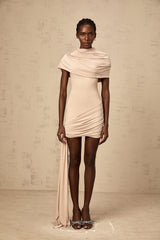 Gaëlle neutrals cape-design ruched fitted mini dress