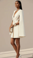 Cape Blazer V-Neck Mini Dress