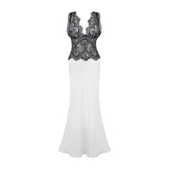 Éléonore contrast-color lace-detail maxi dress