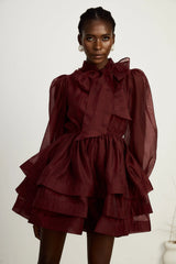 Élodie tiered flared mini dress in Red