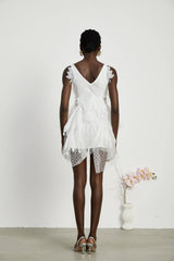 Françoise feather-embellished pleated mini dress