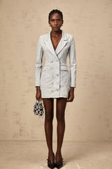 Constance blue rhinestone denim mini blazer dress