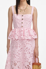 Lacinda Lace Peplum Midi Dress
