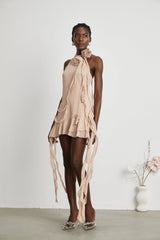 Eloisee flower asymmetric mini dress