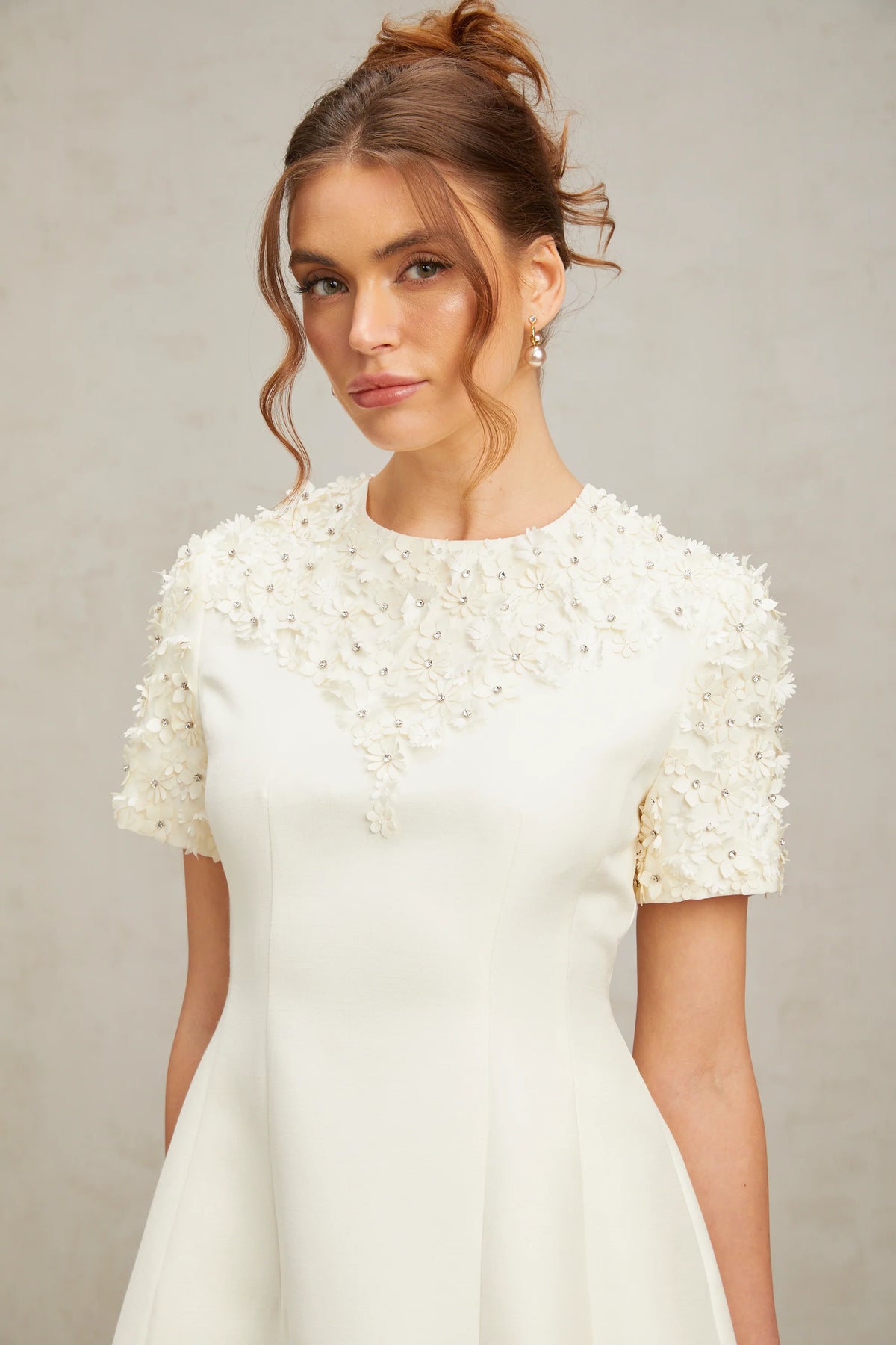 Adrienne floral-appliqué mini dress
