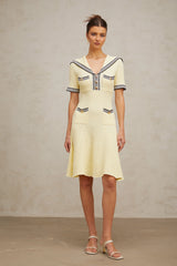 Madeleine yellow sailor-collar knitted dress