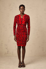 Honorine red leopard-print lurex matching set