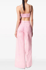 Maeia Rhinestone Cutout Jeans - Pink