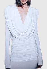Linus V-neck Draped Backless Maxi Dress