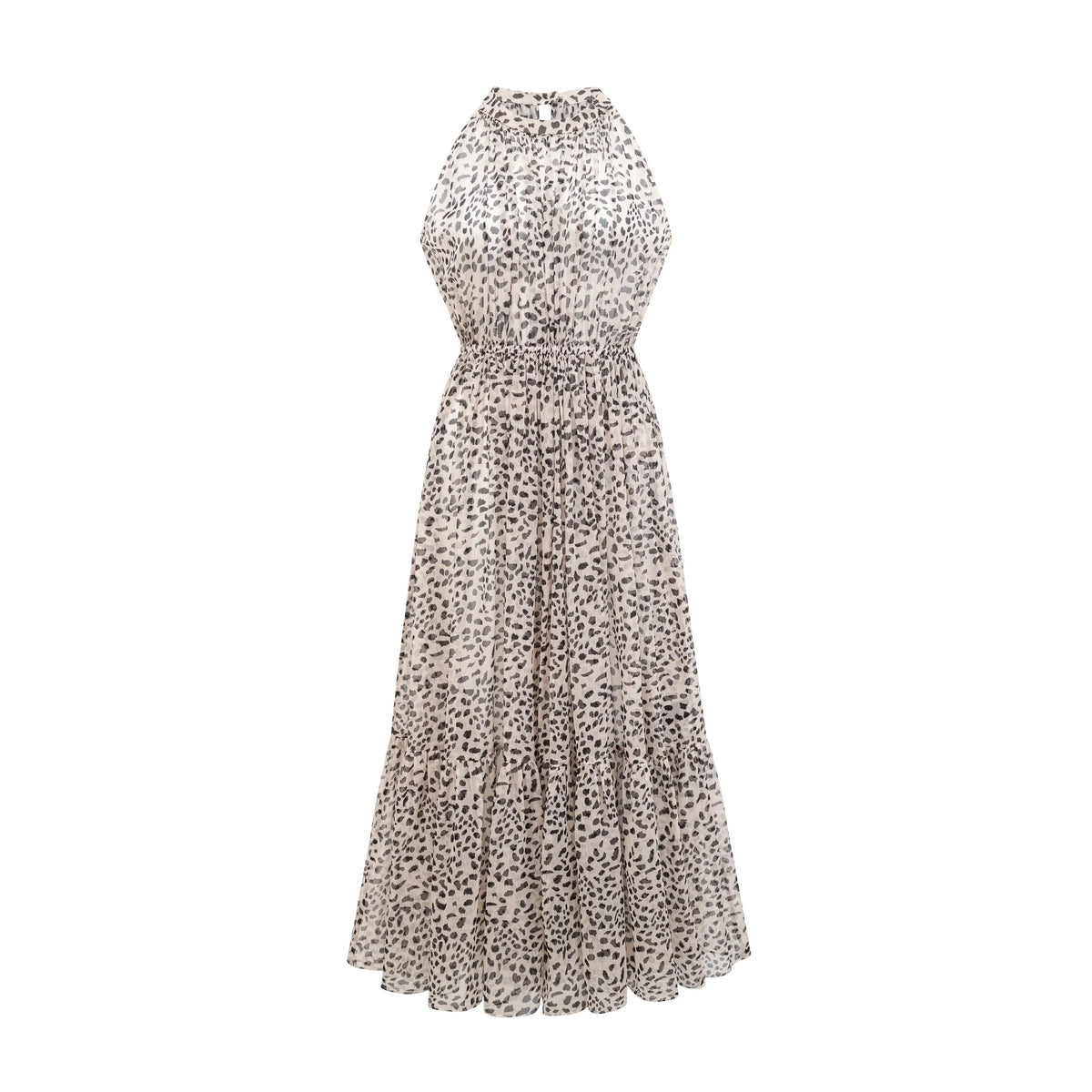 Adèle sleeveless leopard-print midi dress