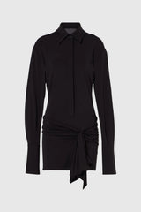 Dehaia Plunge Cutout Ruched Mini Dress - Black
