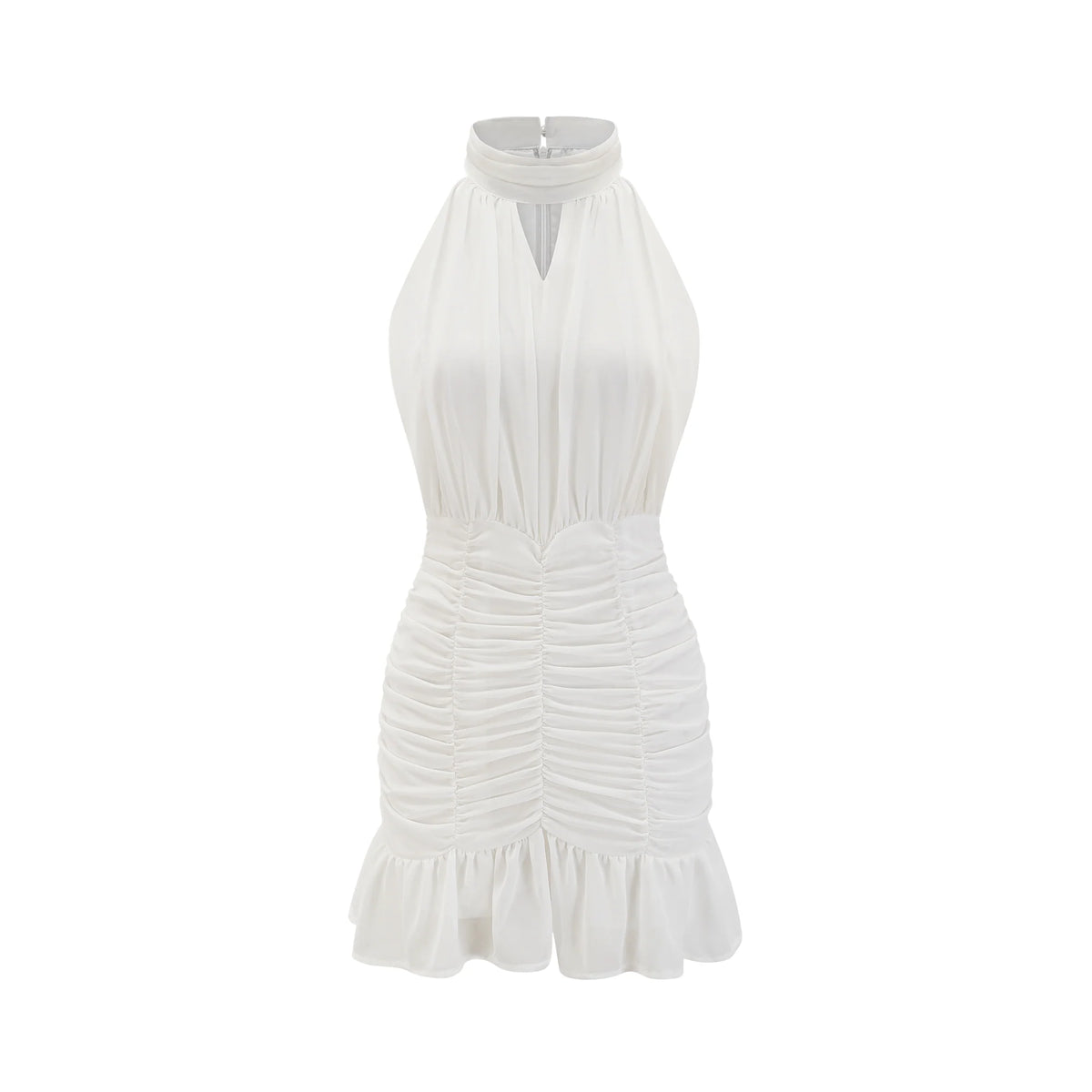 Marigold white halter floral hem dress