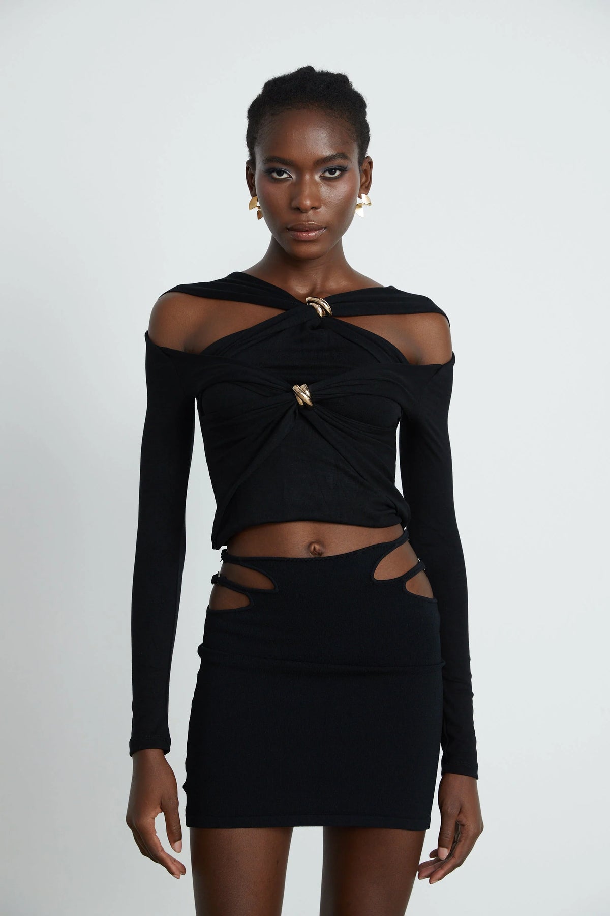 Clarabelle gathered-effect cut-out top