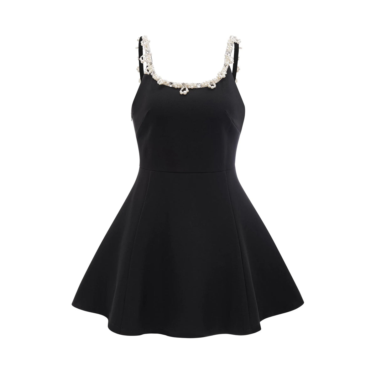 Lucasta faux-pearl flared mini dress