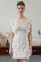 Maïa white floral-embroidered lace mini dress