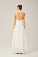 Inés halterneck layered long dress