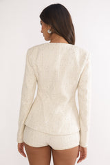 Kyomi Tweed Jacket White Gold