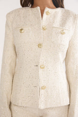 Kyomi Tweed Jacket White Gold